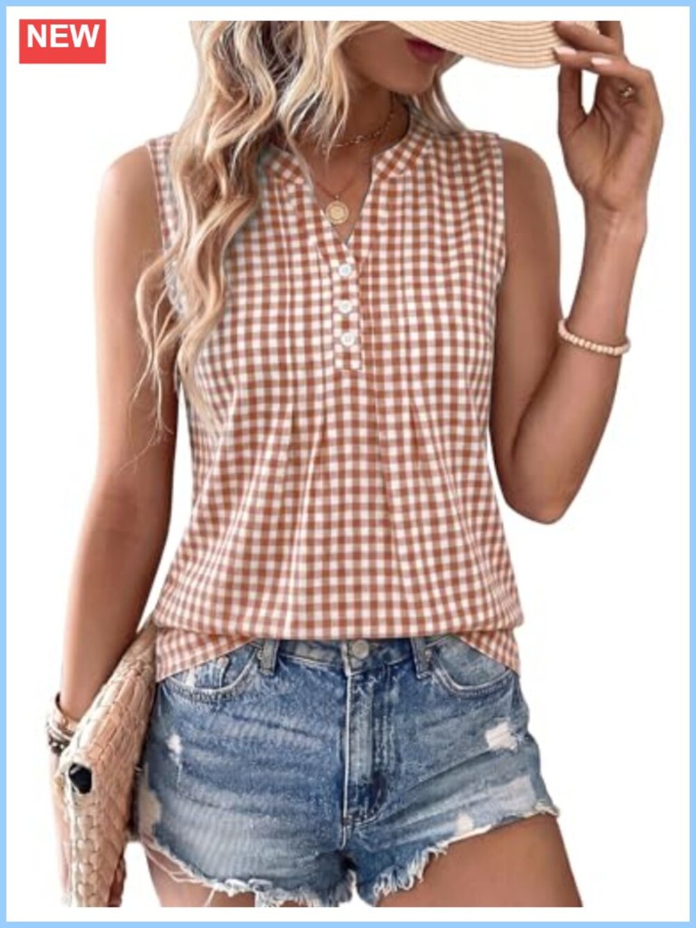 Cotton Linen Tank Top V Neck Pleated Sleeveless Shirt